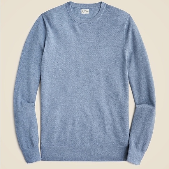 J Crew Cotton piqué-stitch crewneck sweater XL Blue BM043 - Picture 1 of 3